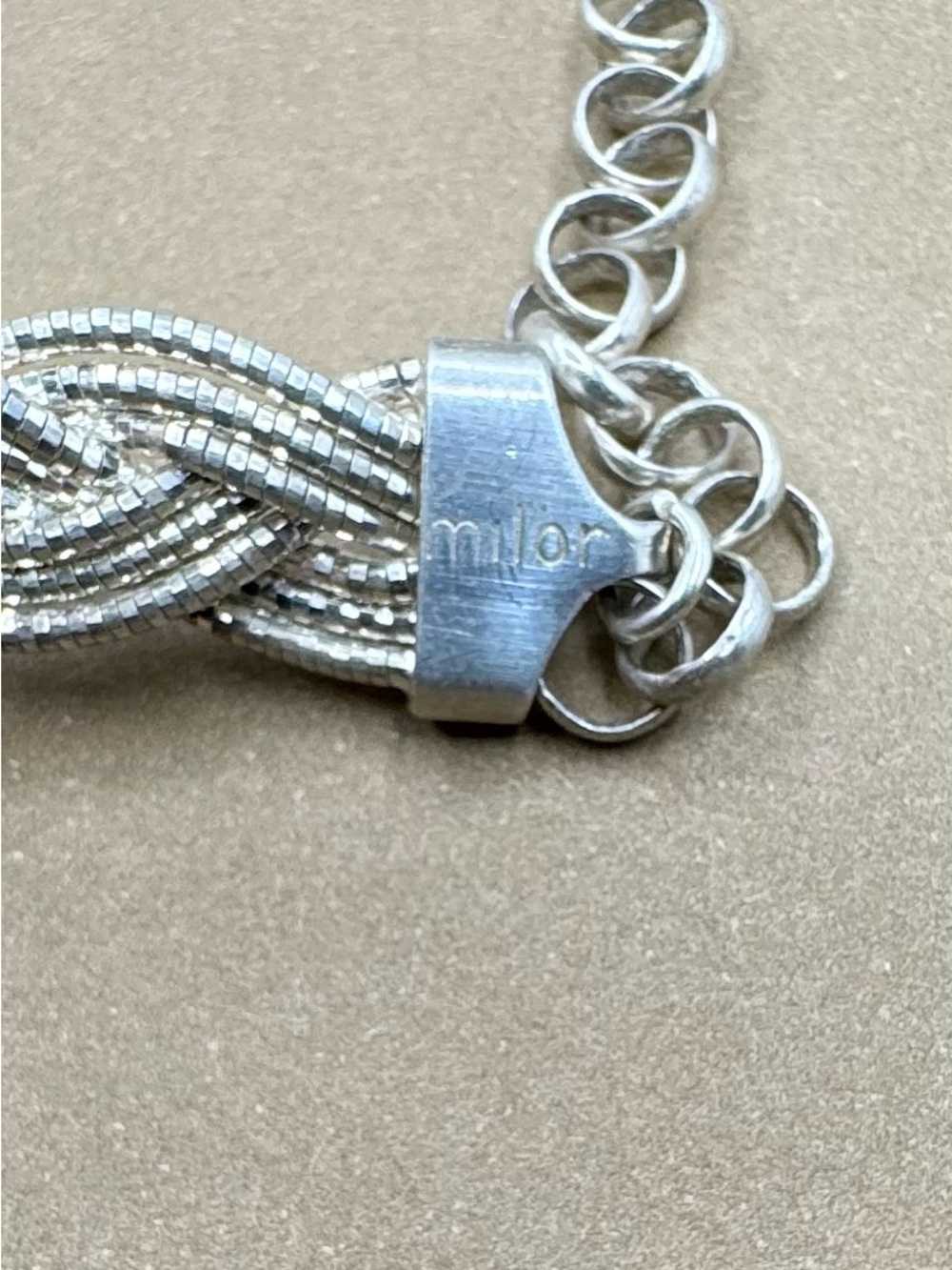 Vintage Milor Italy Sterling Silver Braided Adjustable Collar Necklace 19" - Picture 4 of 4